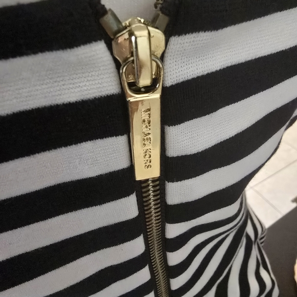 Michael Kors Miter Stripe Ponte Fit And Flare Midi Dress Navy And White Size 8 - Picture 5 of 9